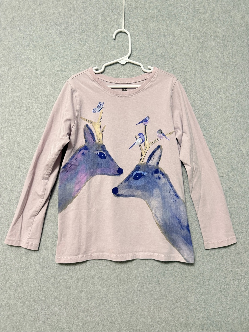 Tea Collection Girls Lavender Long Sleeve Graphic Tee Size 10 Deer Animal Nature